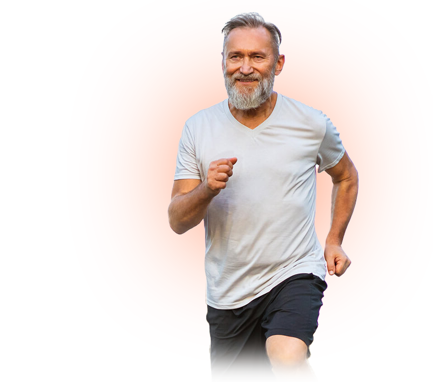 Active older man running comfortably