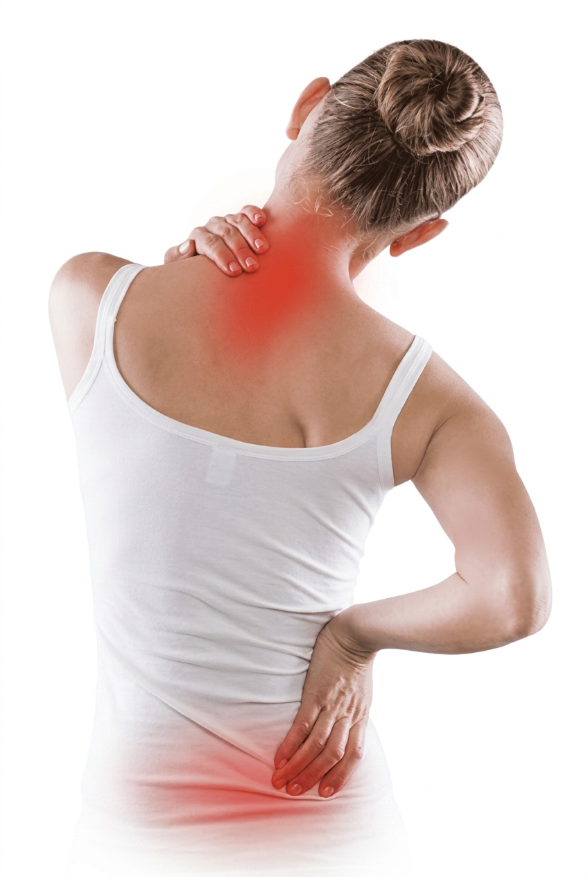 Woman experiencing lower back and neck pain